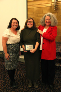 Arts Education Achievement: L to R Carly Acree King, Cornerstone Director of Education and Communication, Patricia Kreigh, Beth Turcotte.