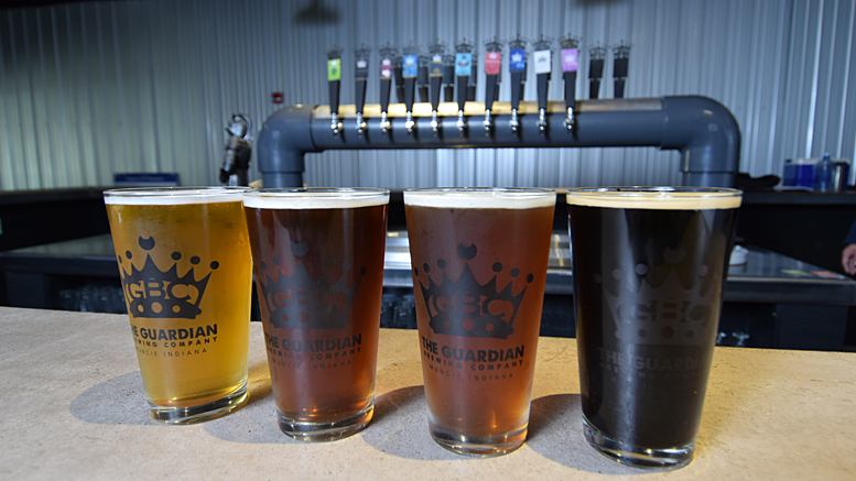 Four of Guardian Brewing Company's most popular beers are pictured. The brewery expects to open September 30th. Photo by: Mike Rhodes