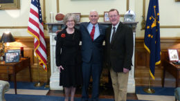 Kathryn Kennison, U.S. Vice President Pence (then-governor), and the Rt. Hon. David Trimble. Photo provided and taken November 14, 2014.