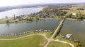 Aerial photo of Praire Creek Reservoir by Michael Wolfe