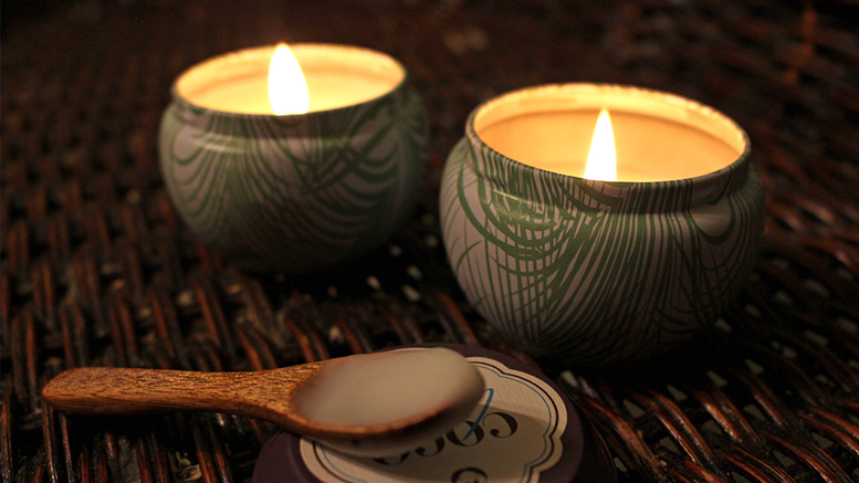 Coco La Vie candles used at the spa are available for purchase. Photo by: Sarah Eutsler