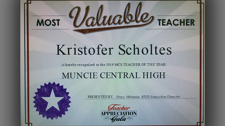 Kristofer Scholtes,Named MCS District Teacher of the Year. Photo by: Stacy Wheeler