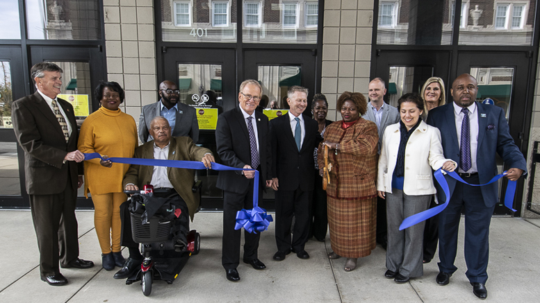 Community sponsors, NAACP leadership and Muncie Mayor Dennis Tyler are pictured during a ribbon-cutting ceremony kicking-off the NAACP State Convention in Muncie. Photo by: Mike Rhodes