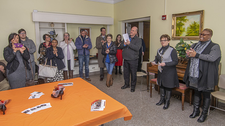 Watasha Barnes Griffin, (far right) CEO at YWCA Central Indiana is pictured announcing the YWCA's name change at a ribbon-cutting ceremony on February 1, 2019.
