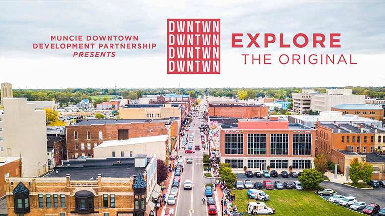 An aerial view of downtown Muncie. Photo by: Intersection