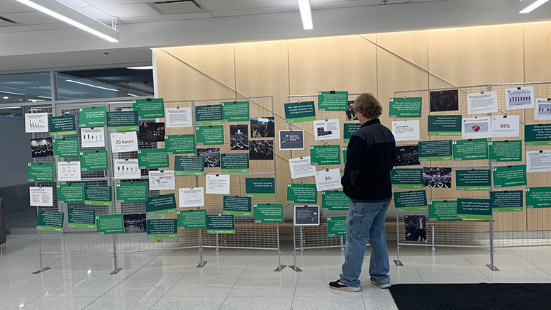 This powerful exhibit displays quotes from both single mother students and graduates of Ivy Tech Community College statewide. Photo provided