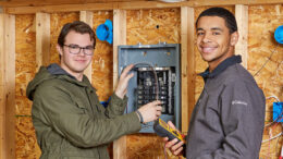 Nick Childress (Monroe Central) and Kelton Balfour (Muncie Central) from the MACC's Electrical Technology program. Photo by: Kris Julius