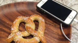 When smartphones and pretzels meet, mayhem follows. Photo by: Nancy Carlson