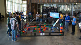 Students compete in a championship match during the VEX Tournament at Purdue Polytechnic Anderson. Photo provided