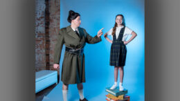 Eleanor Nolan as Matilda and Dr. Michael Williamson as Miss Trunchbull. Photo by: Amanda Kishel