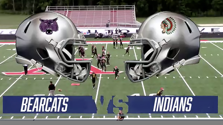 A screenshot of the live video streaming broadcast of the Muncie Bearcats vs. the Anderson Indians football game.
