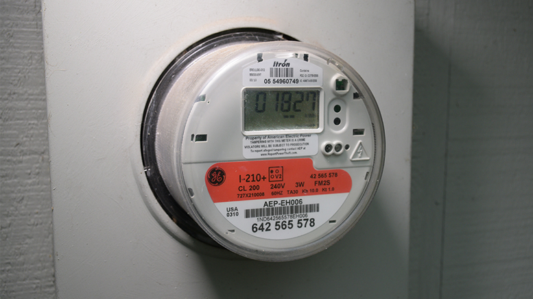 An example of a digital smart meter installed at a Muncie residence. File photo by Mike Rhodes