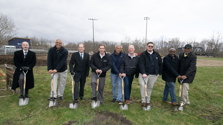 Groundbreaking for the new renovations to Lafferty Field took place on April 1, 2022. Photo by Mike Rhodes