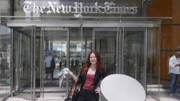 Muncie Central Senior Selah Derby is pictured in front of the world famous New York Times news organization. Photo provided.