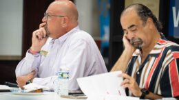 Brett Ellison, executive director of Muncie OUTreach and Dave Franklin, OUTreach board member, at a recent Nonprofit Support Network session.