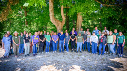 Community leaders gather during Ball Brothers Foundation’s Outdoor Learning Field Trip, which explored innovative outdoor classrooms and play spaces across Delaware County, including projects at local schools, nonprofits, and Ball State University. Photo provided.