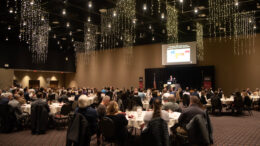Dr. Michael Hicks shares his forecast at the 2025 Indiana Economic Outlook breakfast. The 2026 event will be held Wednesday, January 21 in downtown Muncie. Photo by Muncie Fine Portraits.