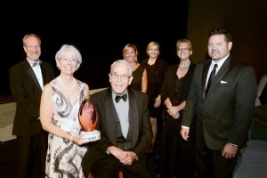 Photo: Muncie-Delaware County Chamber of Commerce. Pictured Left to Right: Jay Julian, Linda Branam, Dr. George Branam, Erin Ailstock, Nancy Norris, Brenda Brumfield and Jeff Daniels.