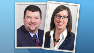 Pictured left to right: Bill Schuhmacher and Jaime Faulkner, newly announced VP's at MutualBank