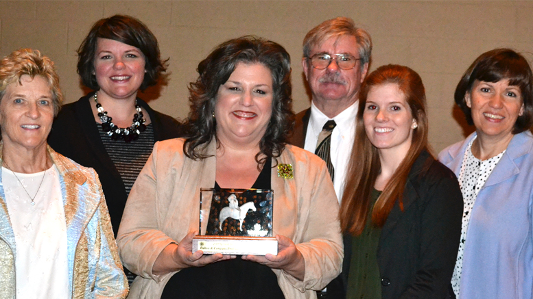 Project Leadership’s Delaware County team is honored with the Chamber’s Outstanding Contributions in Education Award. Left to right: Kaye Harrell, Sue Godfrey, Tammy Pearson, Dick Daniel, Camille Mosier, and Julie McGee. Photo provided.