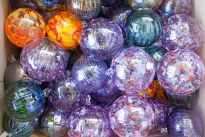 A selection of ornaments made by glass students that will be for sale this month at Ball State. Photo provided.