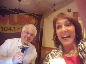 Steve Lindell and Nance Buchert ham it up at today's Muncie on the Move breakfast. Photo provided.