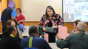 Whitely Community Council held a planning session for their campaign, the Year of Color, on Monday, Feb. 22, 2016. Olivia Fellows, co-chair of goal 7 for Whitely Community Council, collaborates with local volunteers participating in their Year of Color campaign. Photo provided.