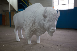 The bison will reside in Gearbox until its permanent installation in Tuhey Park. Photo provided.