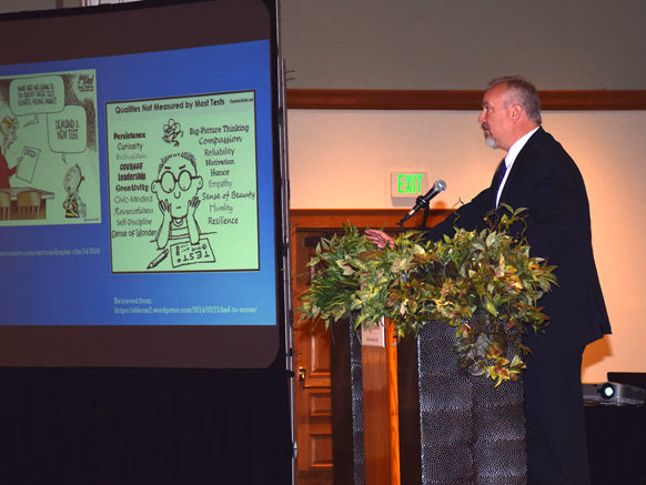 MCS Superintendent Dr. Steve Baule giving his "State of the Muncie Community Schools report." Photo by: Mike Rhodes