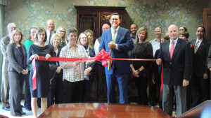 Foundation was established. In partnership with the Muncie-Delaware Chamber of Commerce, BBF held a ribbon cutting at 222 S. Mulberry Street to commemorate the occasion. Photo by: Erin Ailstock