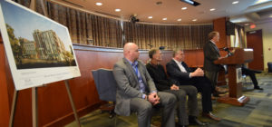 (L-R) Samuel J. Beasley, Gary Dannar, Mark Peters, Mayor Dennis Tyler and at far right hidden by the podium, Jay Julian.