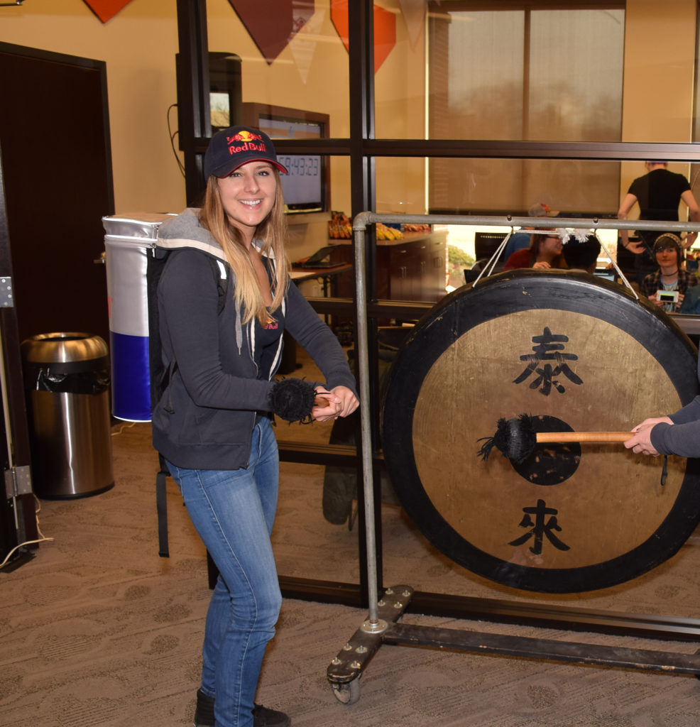When each hour of the 24 hour challenge elapses, the "gong" is struck.