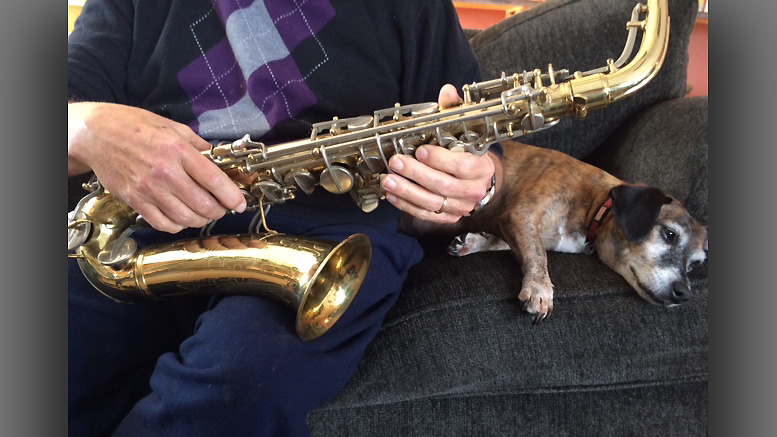 Even dogs got excited when they saw my saxophone. Photo by: Nancy Carlson