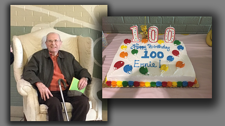 Ernest “Ernie” Whaley, celebrated his 100th Birthday at the Muncie Mall. Photo provided.