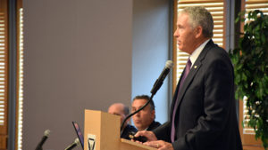 Mike Lunsford of Coldwell Banker Commercial presents at the 6th Annual State of Commercial Real Estate. Photo by: Mike Rhodes