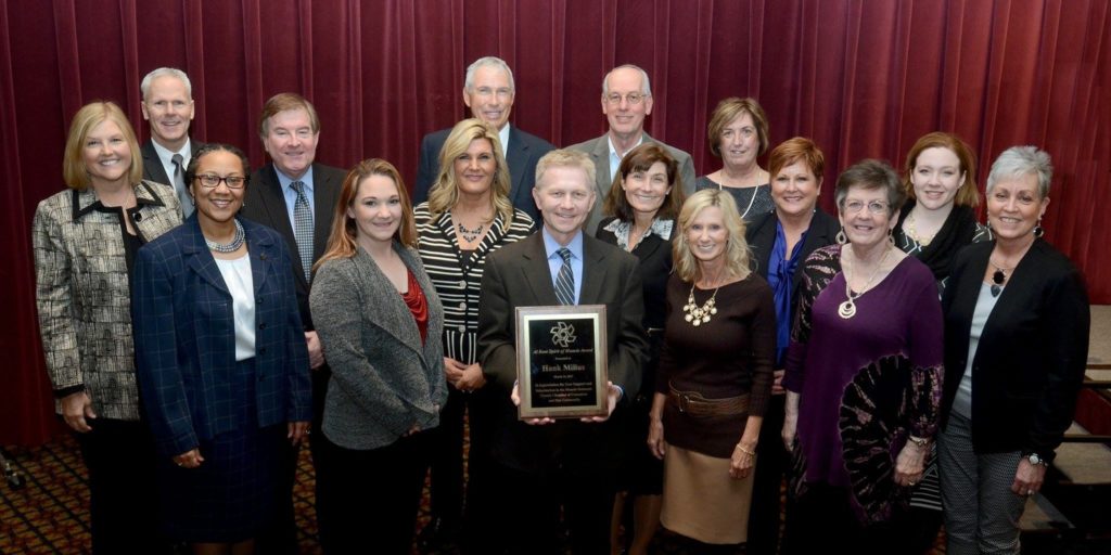 The Al Rent Spirit of Muncie Award was presented to Hank Milius, President and CEO of Meridian Health Services. Photo Courtesy of Muncie-Delaware County Chamber of Commerce. 