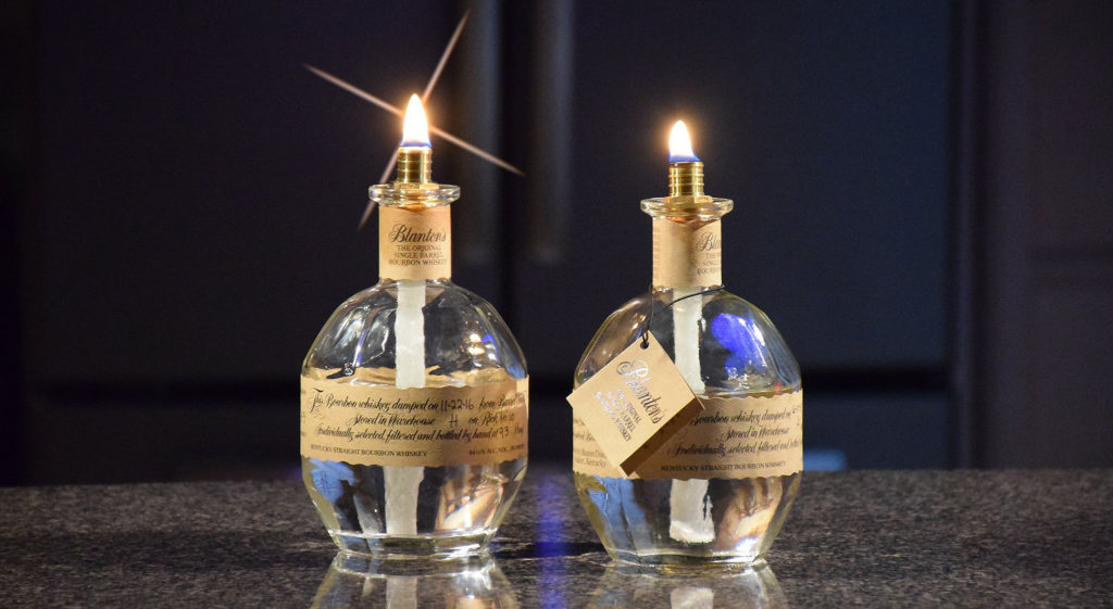 Indoor candles made out of Blanton's bourbon bottles. Photo by: Mike Rhodes