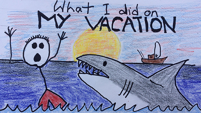 What ruins a fun day at the beach? Sharks! Professional graphic by: John Carlson