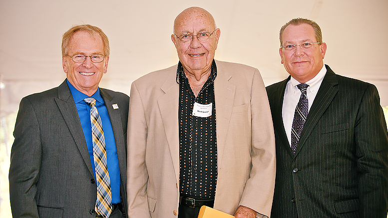 (L-R) Mayor Dennis Tyler, Ned Griner, recipient of the 2015 Mayor's Arts Award for Lifetime Achievement and Steven Merritt. Photo provided.