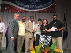 Awards were presented by NUSA president Tige Watts and accepted by Kenyonta Hudson, Whitely Community Council Executive Director; Cornelius and Mary Dollison; Rebecca Parker, Technology Coordinator for Muncie Public Library; and Frank Scott, Whitely Community Council President.