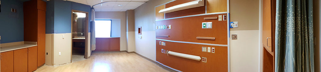 One of the first rooms to be completed on the newly remodeled 9N Adult Surgical Unit is showcased before furnishings are installed.