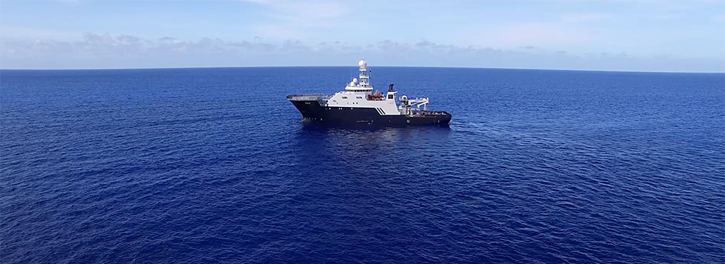 The R/V Petrel, owned by Microsoft Cofounder and Philanthropist Paul G. Allen, at sea in search of the USS Indianapolis. Photo credit: Photo courtesy of Paul G. Allen