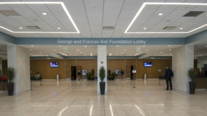 A view inside the George and Frances Ball Foundation lobby inside the newly remodeled Emens Auditorium. Photo by Mike Rhodes