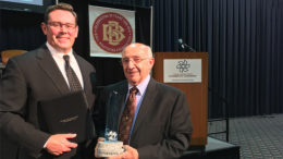 (L-R) Jud Fisher and John Craddock are pictured. John was awarded the Fisher Governance Award in 2017. Photo provided.