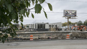 Current state of construction of Crew Car Wash as photographed on November 2, 2017. Photo by: Mike Rhodes