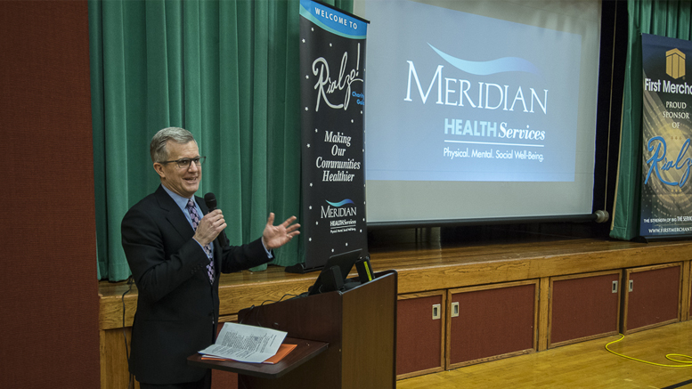 Scott Smalstig is pictured during a Wednesday press conference at the Suzanne Gresham Center. Scott presented information on Meridian's Maternal Treatment Program. Photo by: Mike Rhodes