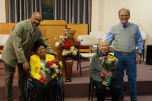 Pictured L-R: City Councilman Julius Anderson, Emma Price, Marilyn Carey and Mayor Dennis Tyler. Photo provided.