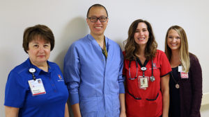 Pictured L-R: Marianne Nazarian, PT; Chih-ta Lin, MD; Brooke Long, BSN, RN, ONC; Alexandra Martin, BSN, RN, ONC, orthopedic coordinator. Photo provided.