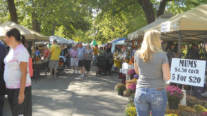 Friends and neighbors enjoying the vendors at the Old Washington Street Festival.