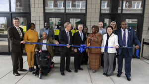 Community sponsors, NAACP leadership and Muncie Mayor Dennis Tyler are pictured during a ribbon-cutting ceremony kicking-off the NAACP State Convention in Muncie. Photo by: Mike Rhodes